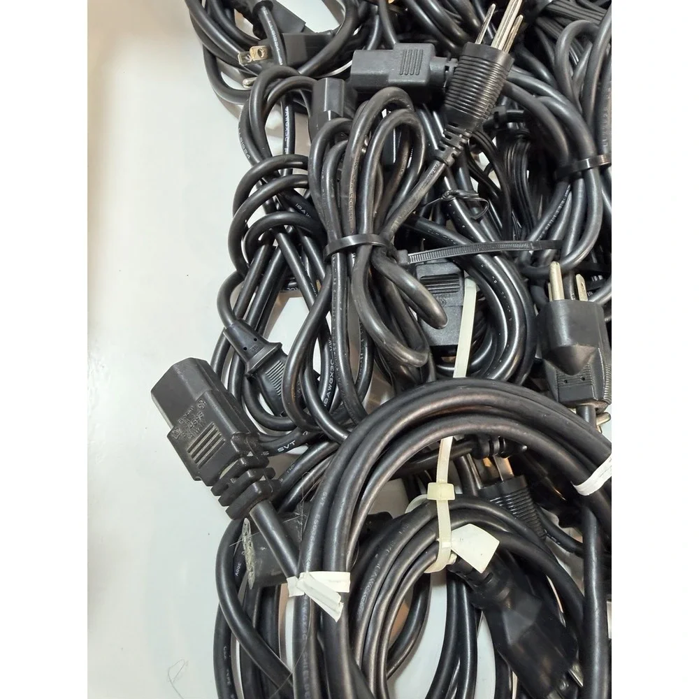 Lot of 50 3-Prong Standard PC Computer Monitor AC Power Cord Cable various size